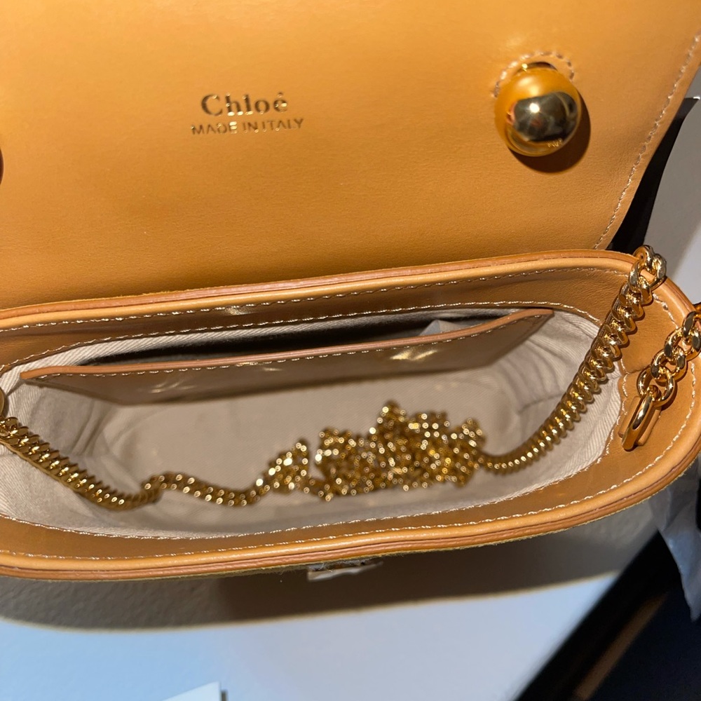 CHLOÉ Aby Lock Small Lizard-effect Leather-trimmed Embroidered Suede Bag - Picture 7 of 16